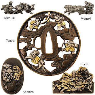 Handmade Warrior Tsuba & Furniture Set